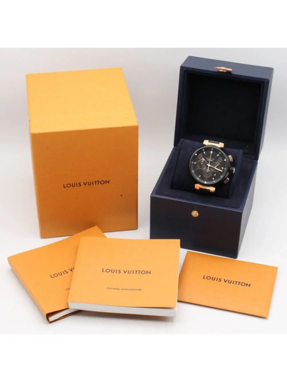 Louis Vuitton Watch Tambour Chrono Black Stainless Steel